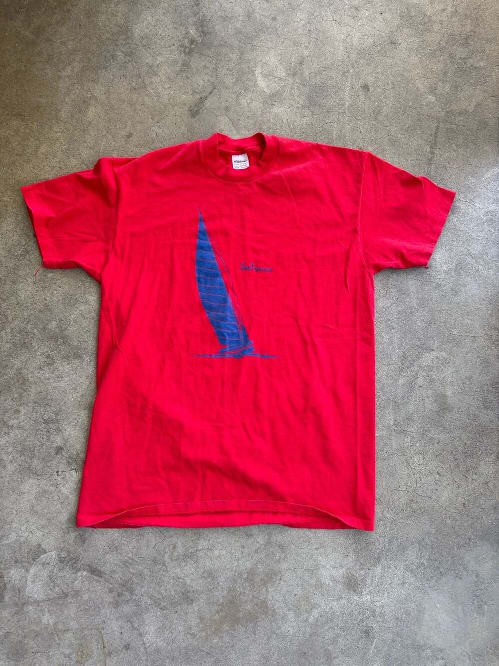 Vintage early 90s Stedman San Francisco Sailboat Graphic Red T-Shirt